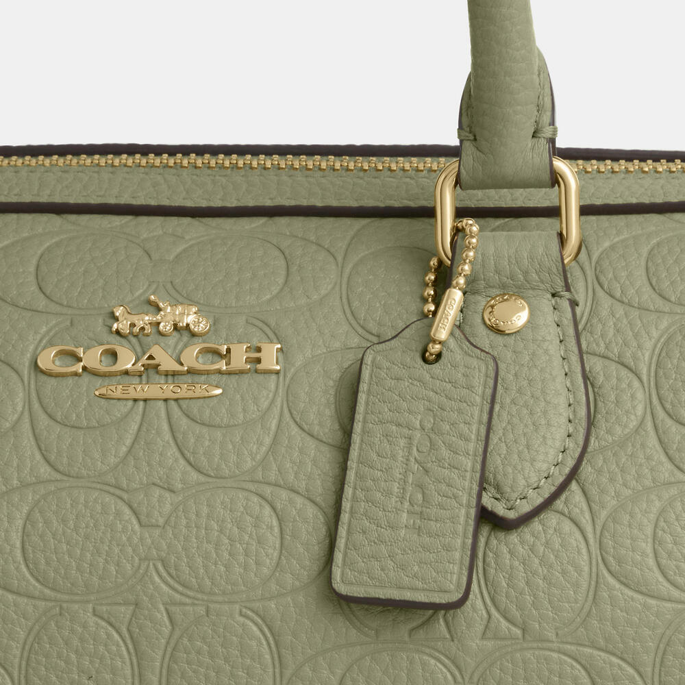 NWT Coach Rowan Satchel Bag In Signature Leather - Pistachio - Picture 2 of 3